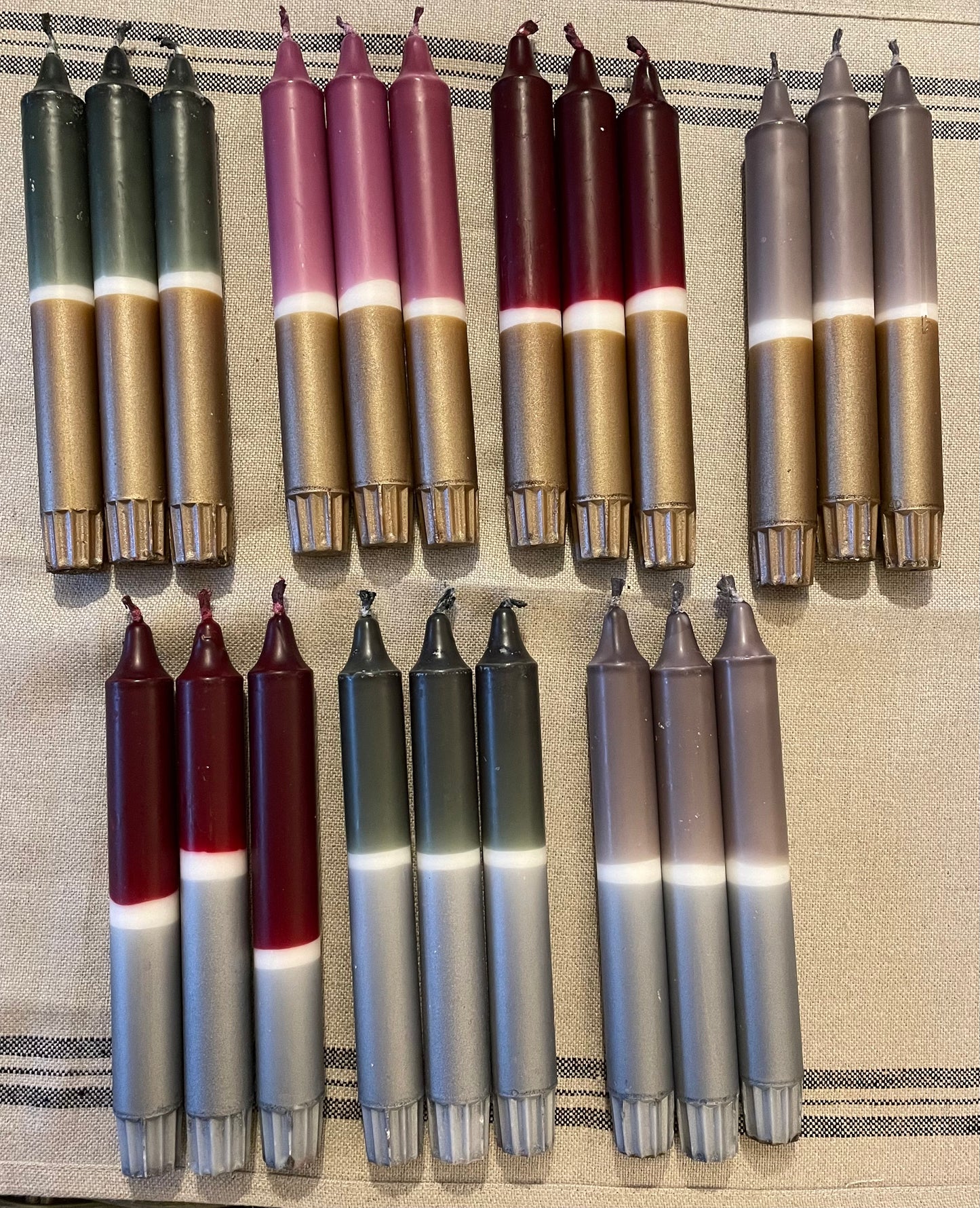 Candles - Three Colour with Silver Bottom