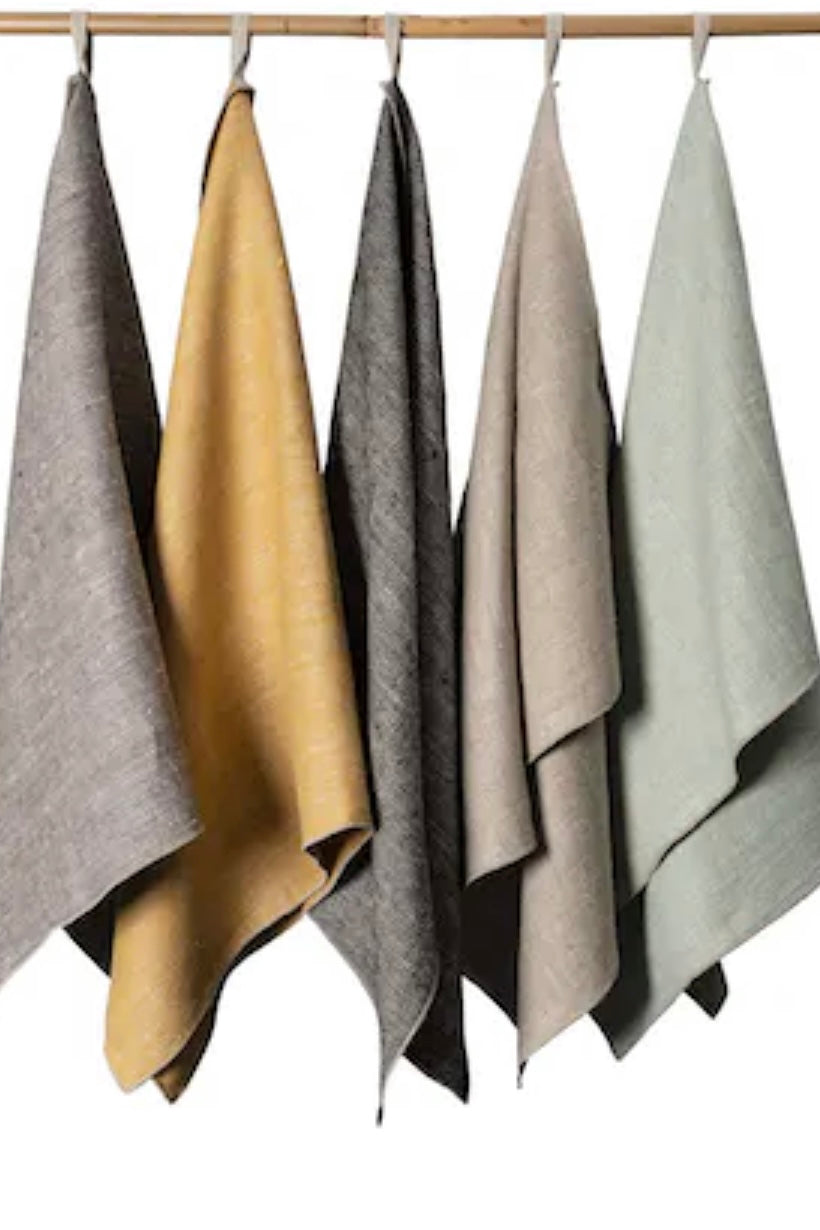 Kitchen & Dining - Pair of Charcoal Herringbone Linen Tea Towels