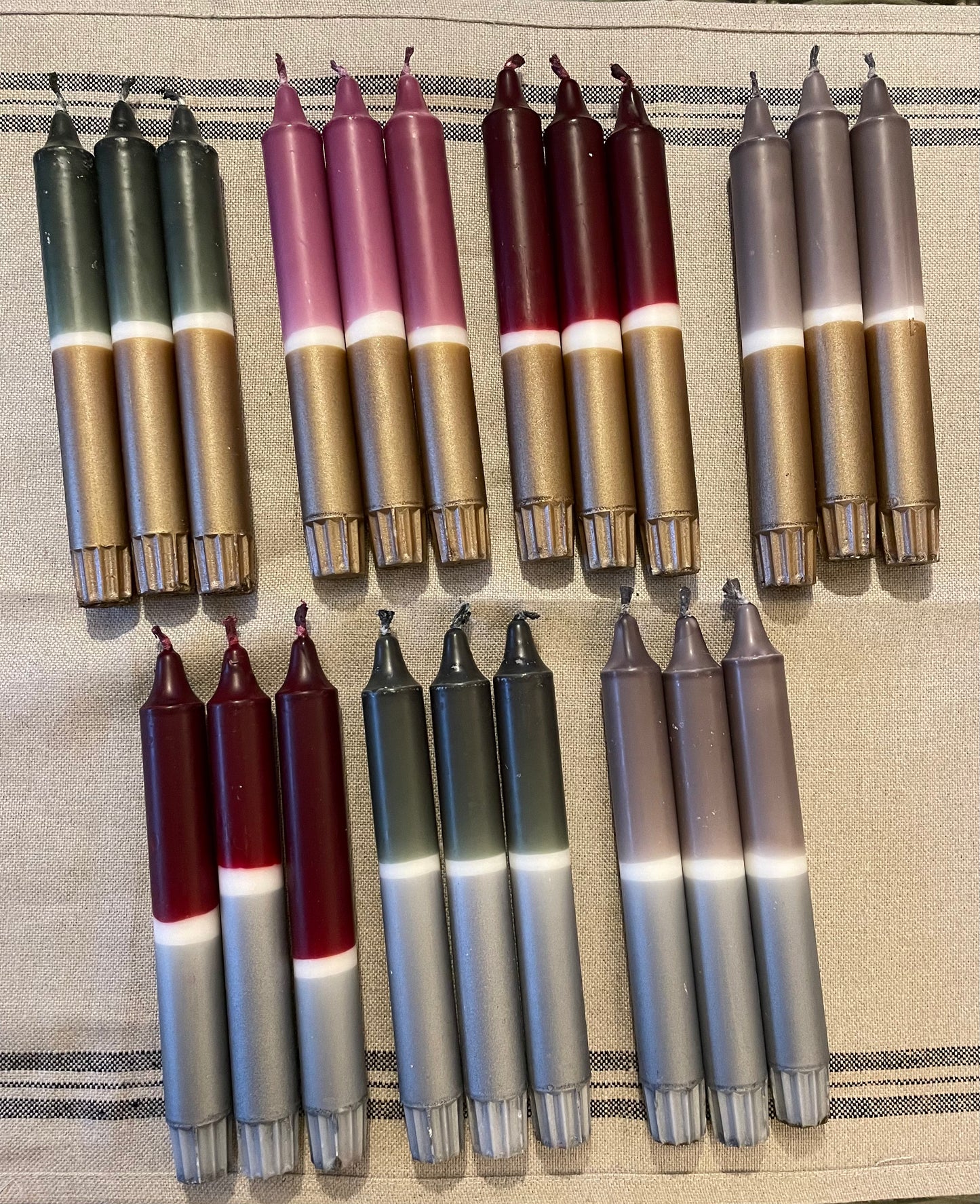 Candles - Three colour with gold bottom