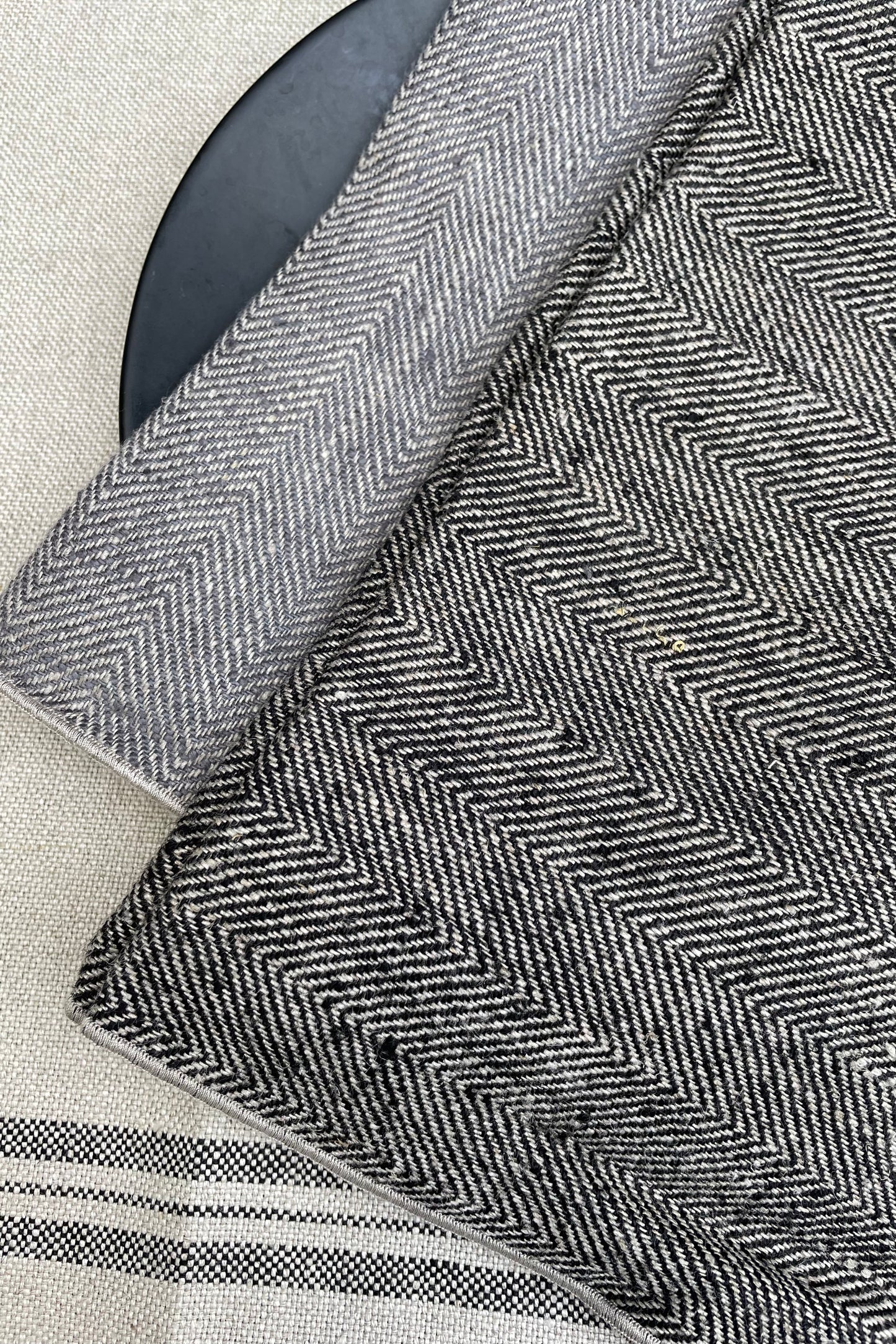 Kitchen & Dining - Pair of Grey Herringbone Linen Napkins