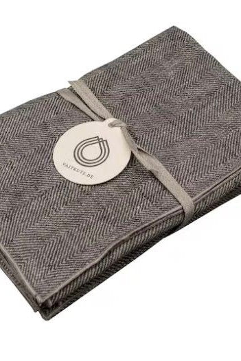 Kitchen & Dining - Pair of Grey Herringbone Linen Napkins